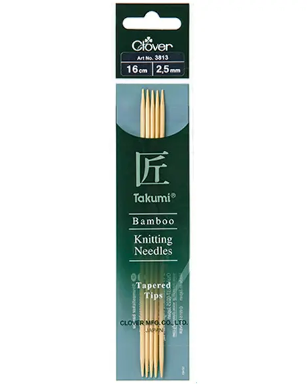 Clover Takumi Bamboo Double Pointed Knitting Needles 16cm (DPN) 3811 - 3824