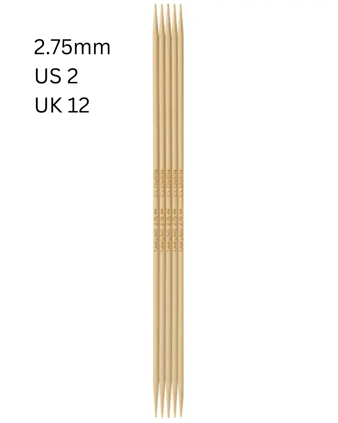 Clover Takumi Bamboo Double Pointed Knitting Needles 16cm (DPN) 3811 - 3824