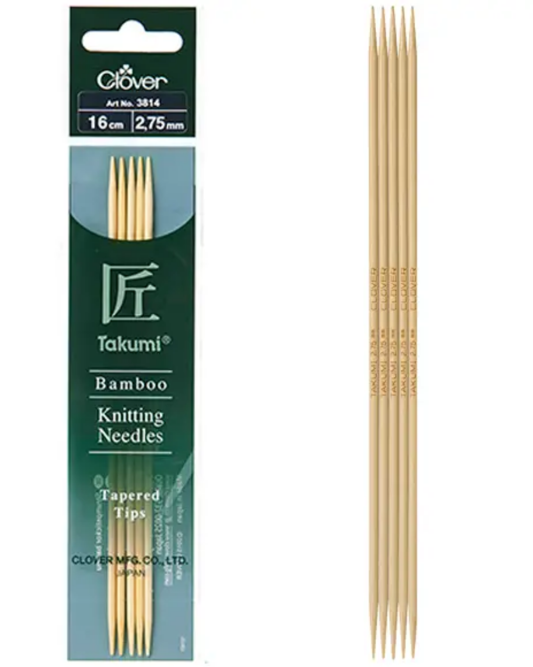 Clover Takumi Bamboo Double Pointed Knitting Needles 16cm (DPN)