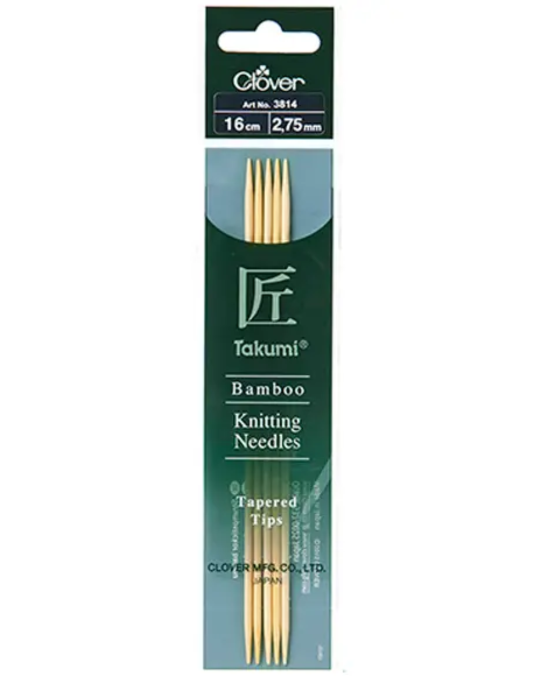 Clover Takumi Bamboo Double Pointed Knitting Needles 16cm (DPN) 3811 - 3824