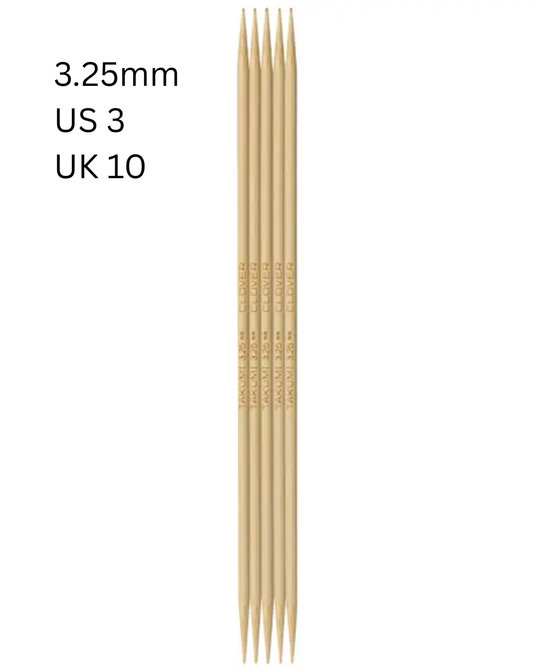 Clover Takumi Bamboo Double Pointed Knitting Needles 16cm (DPN) 3811 - 3824