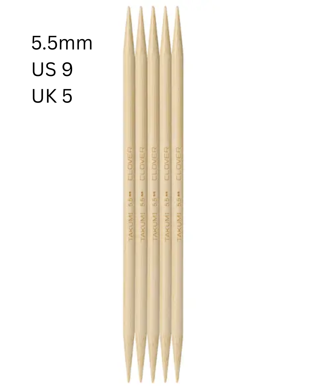 Clover Takumi Bamboo Double Pointed Knitting Needles 16cm (DPN) 3811 - 3824