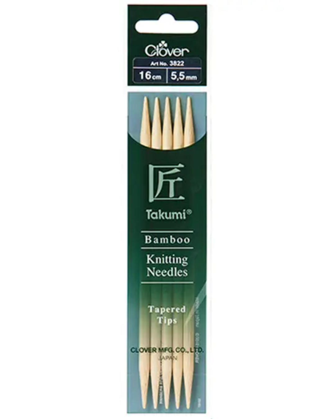 Clover Takumi Bamboo Double Pointed Knitting Needles 16cm (DPN) 3811 - 3824