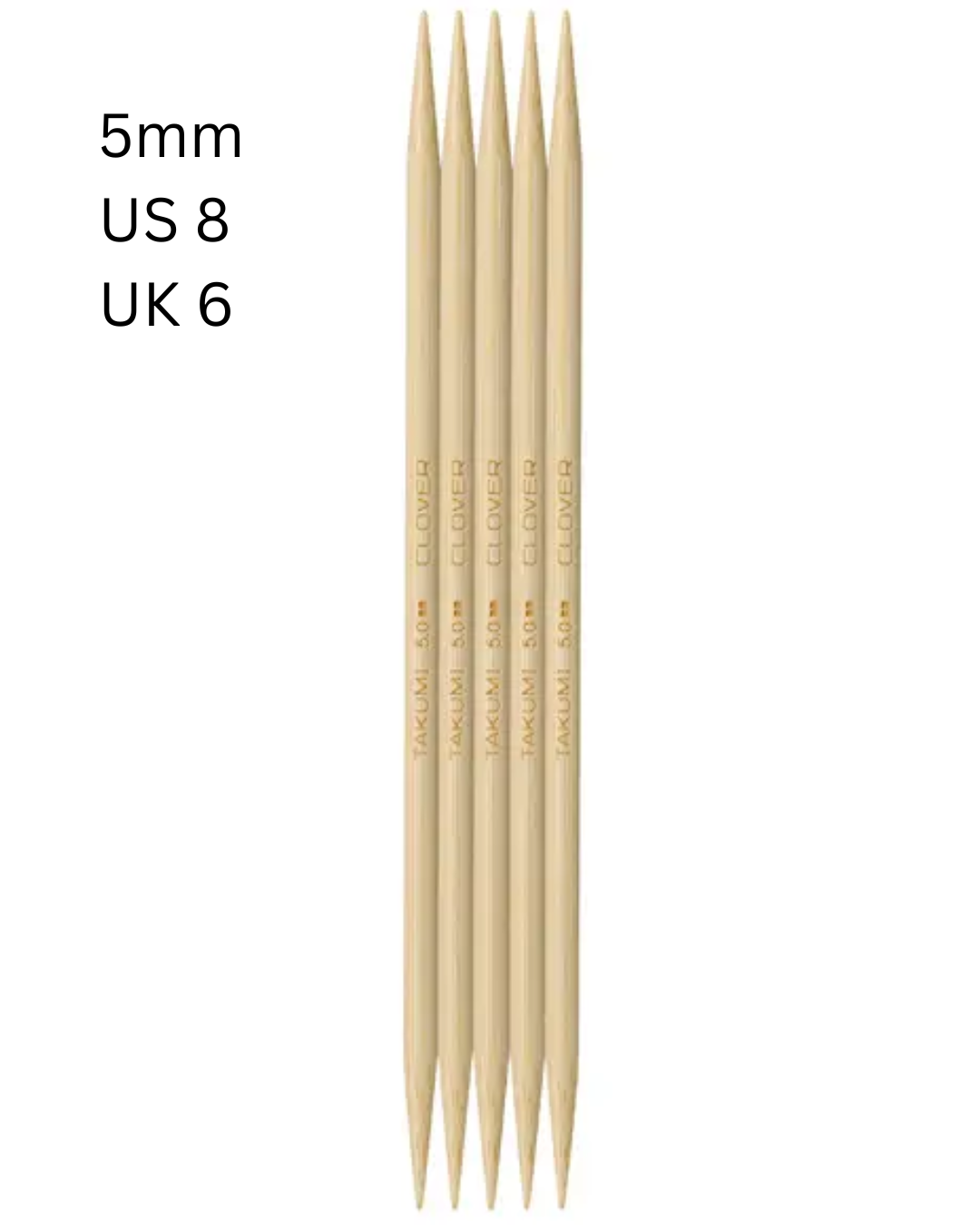 Clover Takumi Bamboo Double Pointed Knitting Needles 16cm (DPN) 3811 - 3824