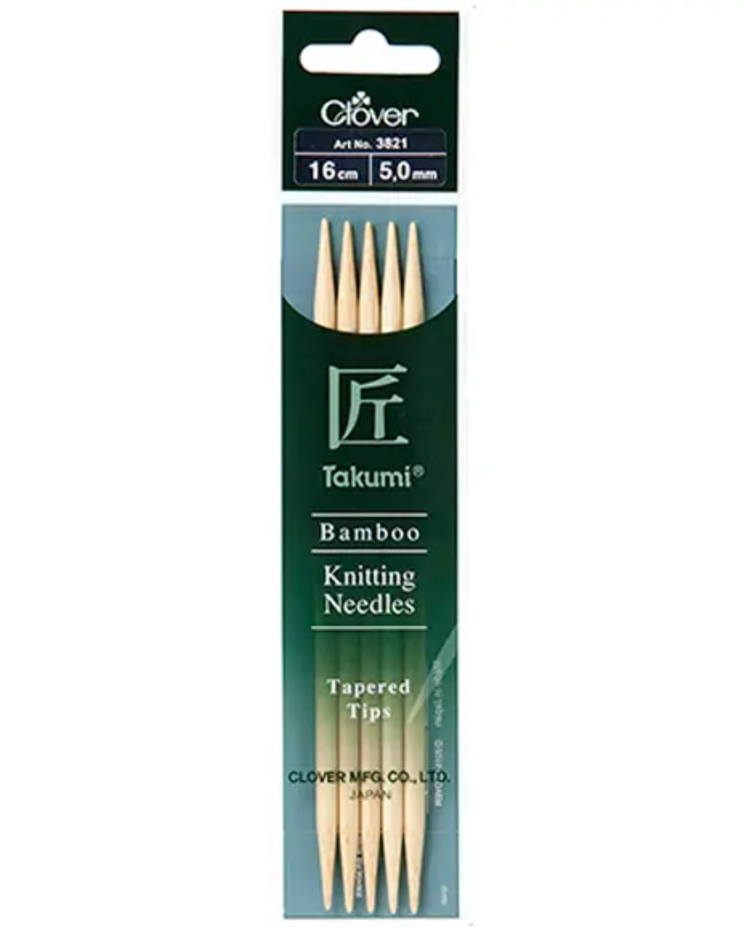 Clover Takumi Bamboo Double Pointed Knitting Needles 16cm (DPN) 3811 - 3824