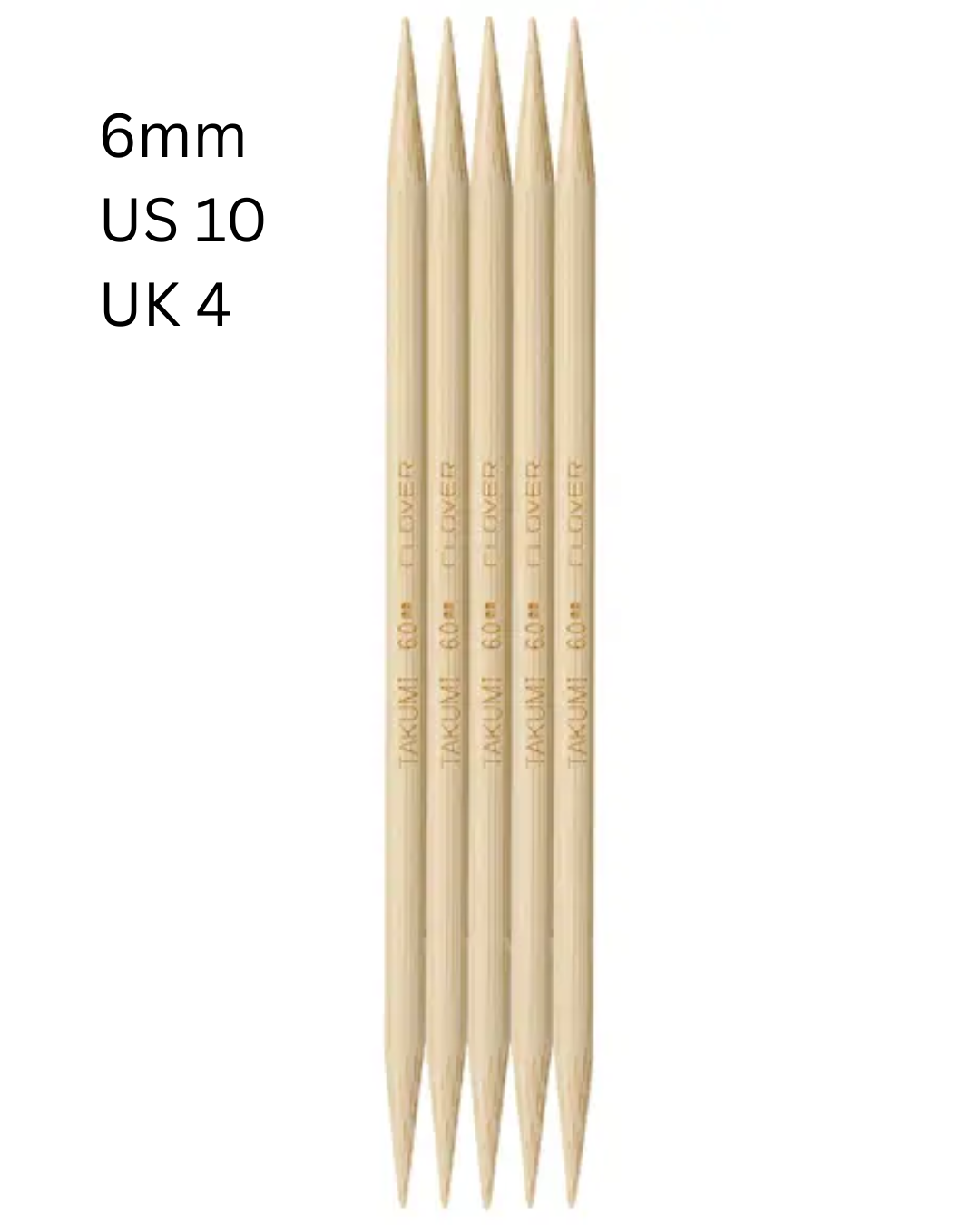 Clover Takumi Bamboo Double Pointed Knitting Needles 16cm (DPN) 3811 - 3824