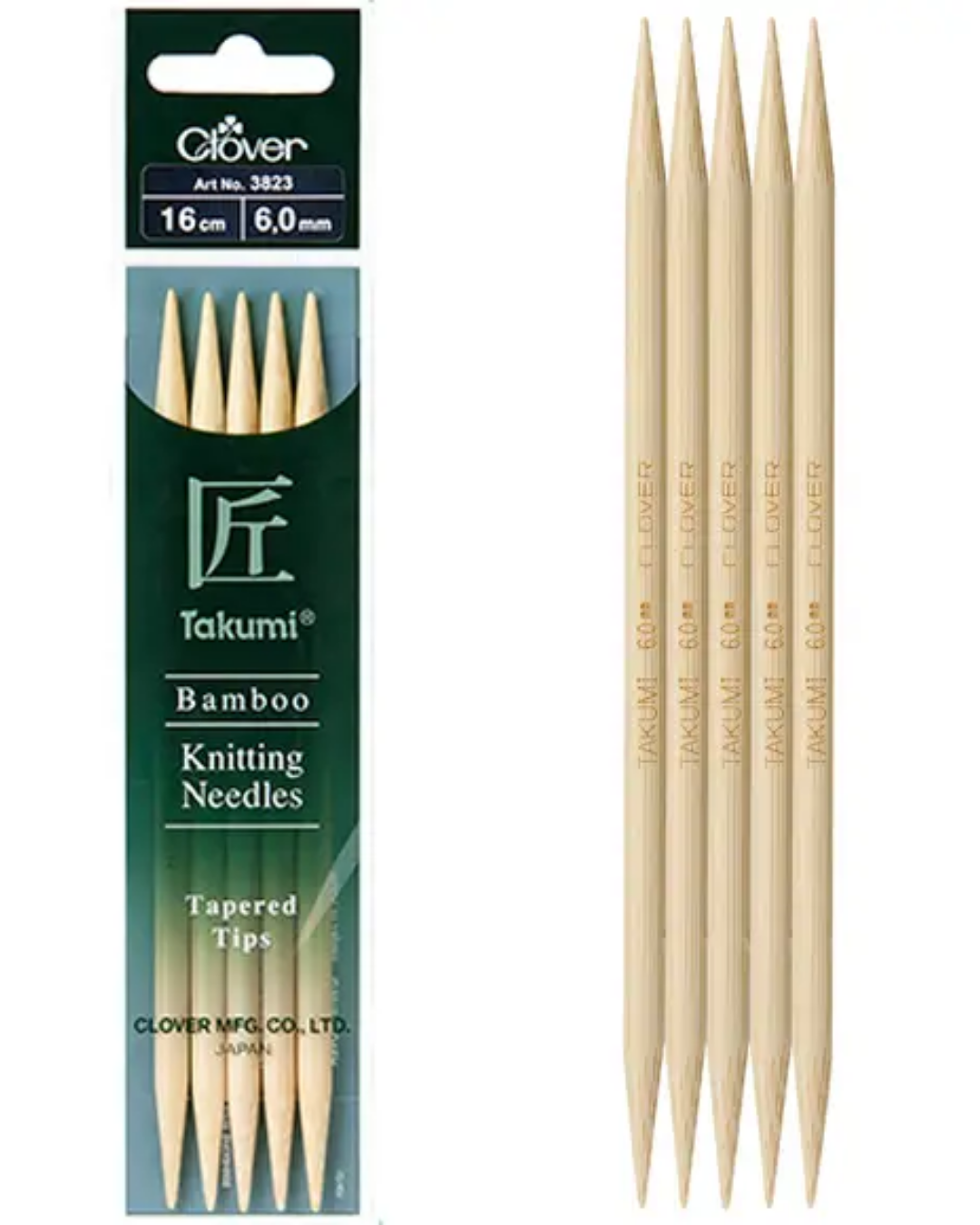 Clover Takumi Bamboo Double Pointed Knitting Needles 16cm (DPN)
