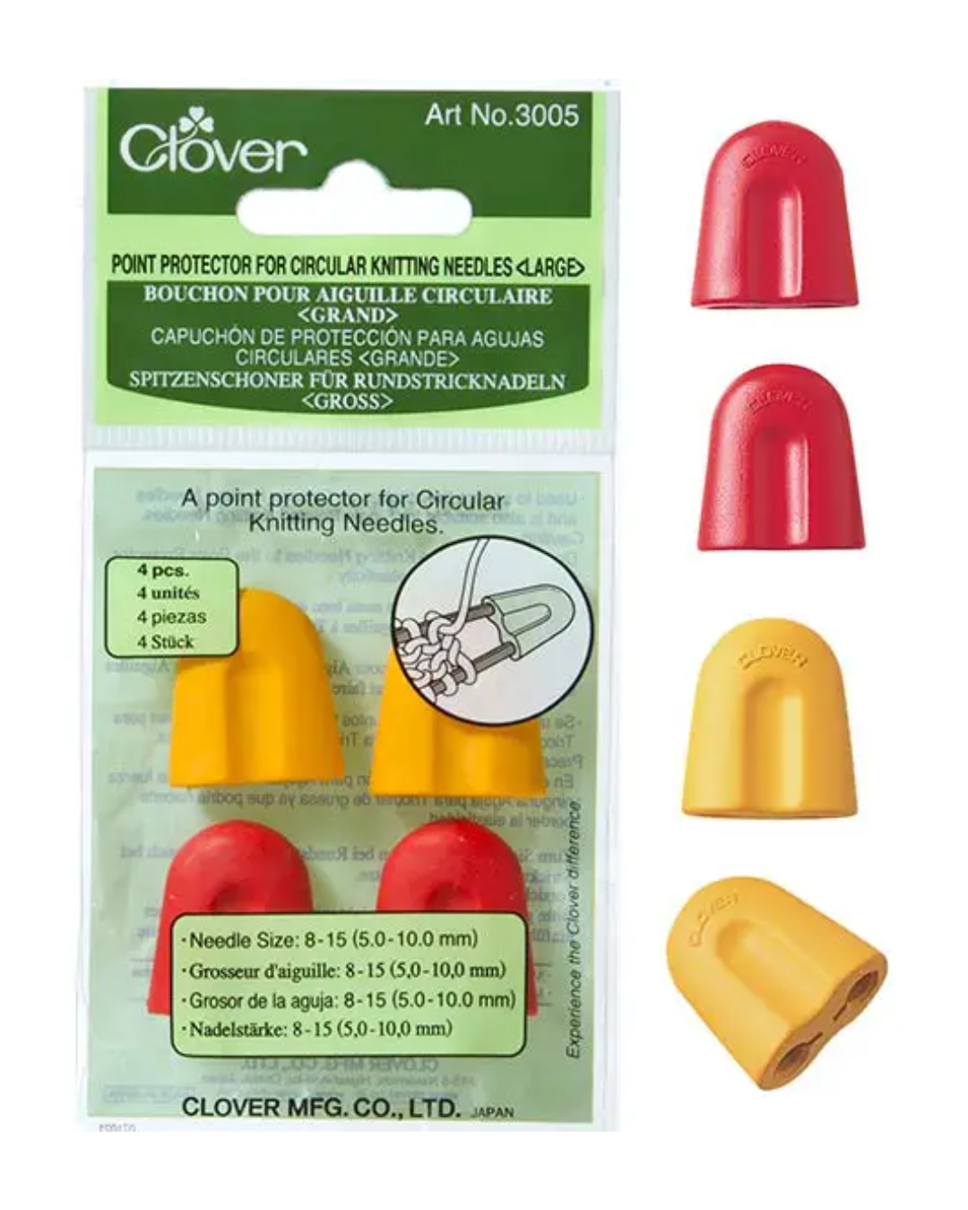 Clover point protector for circular knitting needles