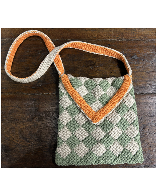 Tunisian Entrelac Shoulder Bag